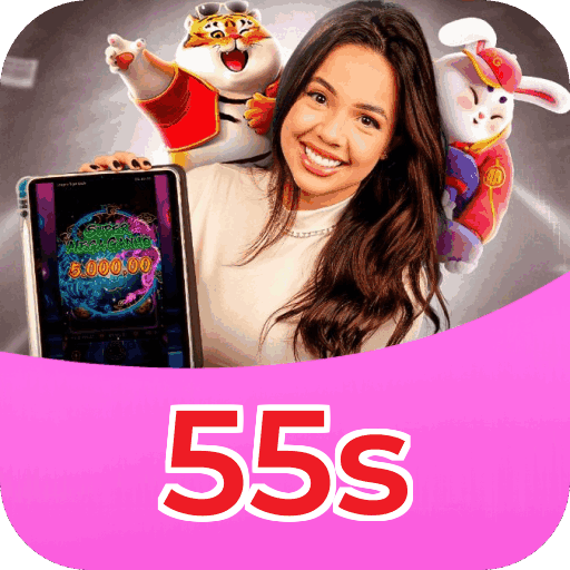 Interface do aplicativo 55s mostrando jogos disponíveis no iOS e Android